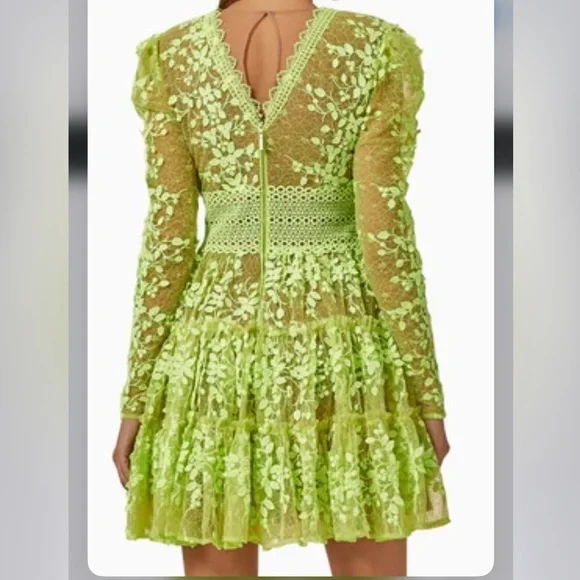 Bronx and Banco Revolve Megan Long Sleeve Lace Mini Dress Size Small/4